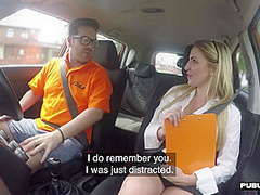 Public Uk Driving Student Doggystyled In Car