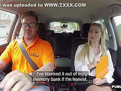 Public Uk Driving Student Doggystyled In Car