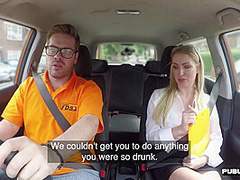 Public Uk Driving Student Doggystyled In Car
