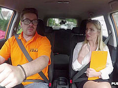 Public Uk Driving Student Doggystyled In Car