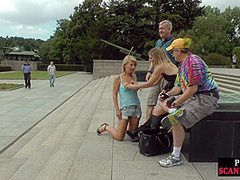 Public german slut humiliated and ass fucked pissed on