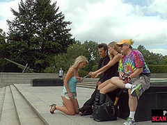 Public german slut humiliated and ass fucked pissed on