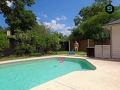 Poolboy Delivers Hard Fuck With Messy Cum Covered Pussy!!
