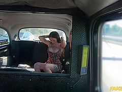 Tattooed Sexy Brunette Fucks The Taxi Man By Showing Off Her Inked Body