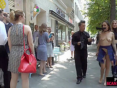 Public babe gets doggystyled and ass fucked outdoors