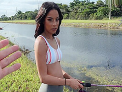 Amazing Latina Maya Bijou Catches A Cock During Fishing