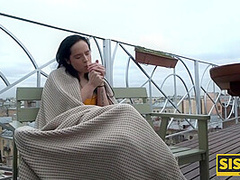 Lovely Brunette Smokes A Cigarette And Blows A Dic