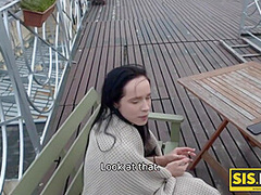 Lovely Brunette Smokes A Cigarette And Blows A Dic