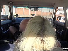 Busty british wife fucks hubby on drivings school car