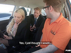 Busty british wife fucks hubby on drivings school car