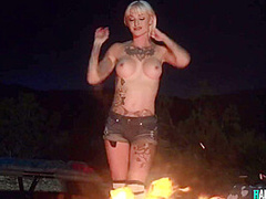 Tattooed Blonde Fuck Outdoors At Night With Kleio Valentien
