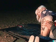 Tattooed Blonde Fuck Outdoors At Night With Kleio Valentien