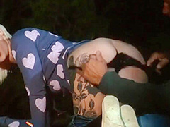 Tattooed Blonde Fuck Outdoors At Night With Kleio Valentien