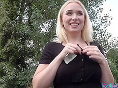 Pulled european shows her tits and rides cock under a bridge