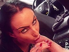 Sidney Dark & Andy Star in German Goth Sidney Dark Rides His Cock In The Car! - KINK