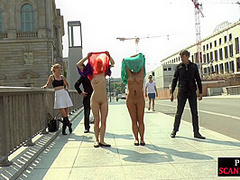 Public slut getting humiliated before bdsm gangbang