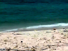 Shameless Slender Girl Fucks Herself On A Public Beach