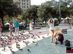 Brunette gets a public group fuck after giving head