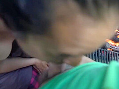 Amateur Hippie Teen Loves To Deepthroat Bwc & Swallow Cum Next To Camp Fire In Nature
