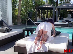 Tattooed Milf Masturbates And Sucks Cock Outdoors