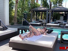 Tattooed Milf Masturbates And Sucks Cock Outdoors
