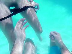 Tiny Brunette With No Tits Rides Massive Cock By The Pool - Vina Skyy