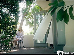 Sensational brunette babe loves the gardener's tool