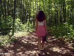 A Not Planned Date. Jeny Smith walking with stranger with mini skirt and no panties