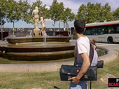 Blonde euroslut having outdoor sex and gives head