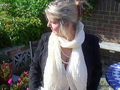 Big Breasted Mature Slut Playing In The Garden - MatureNL