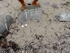 Marion Pisses And Then Drinks Piss On Beach From His Cock