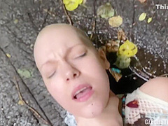 Baldhead And Hairless Pussy Rebel Punk Girl Outdoor Sex