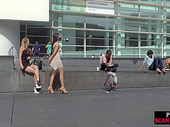 Real newbie gets public spanked and facefucked before jizz