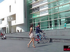 Real newbie gets public spanked and facefucked before jizz