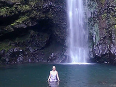 Erotic Sex With Young Beautiful Blonde Outdoors Near Waterfall