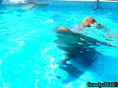 Outdoor gaping treatment for babe by lucky senior