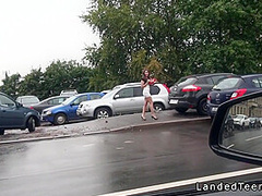 Amateur Teen Giving Footjob In The Car