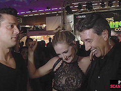 spanish babes are giving blowjobs in a public event
