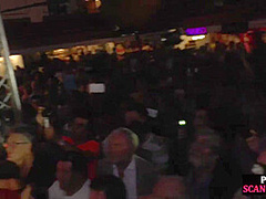 spanish babes are giving blowjobs in a public event