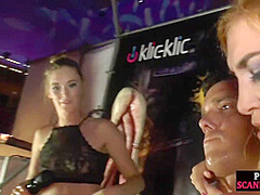 spanish babes are giving blowjobs in a public event