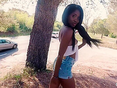 Ebony Girl In Crazy Outdoor Action