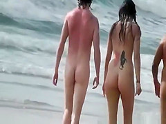 Two nudist friends with pierced nipples