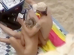 Hot blonde girl rides a dick on the beach