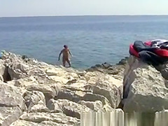 Nudist exercise in beach Croatia