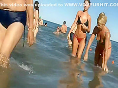 Perfect girl steps out of the water