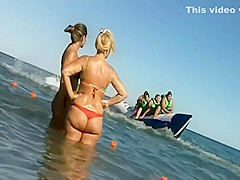 Perfect girl steps out of the water