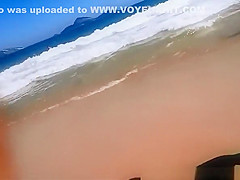 Hot woman from the elevator to the beach