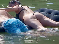 Floating with her ass in the air