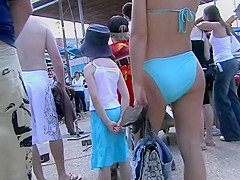 Her bikini gets transparent when it's wet