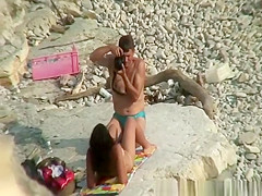 Guy takes pictures of hot brunette nudist